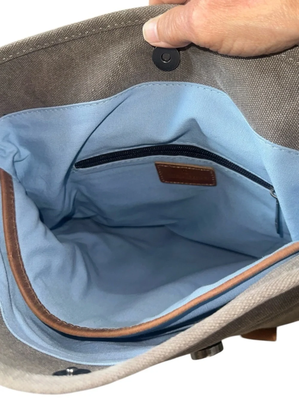 United Leather New York Cotton Canvas CowhideLeather UNISEX Backpack Taupe NWOT
